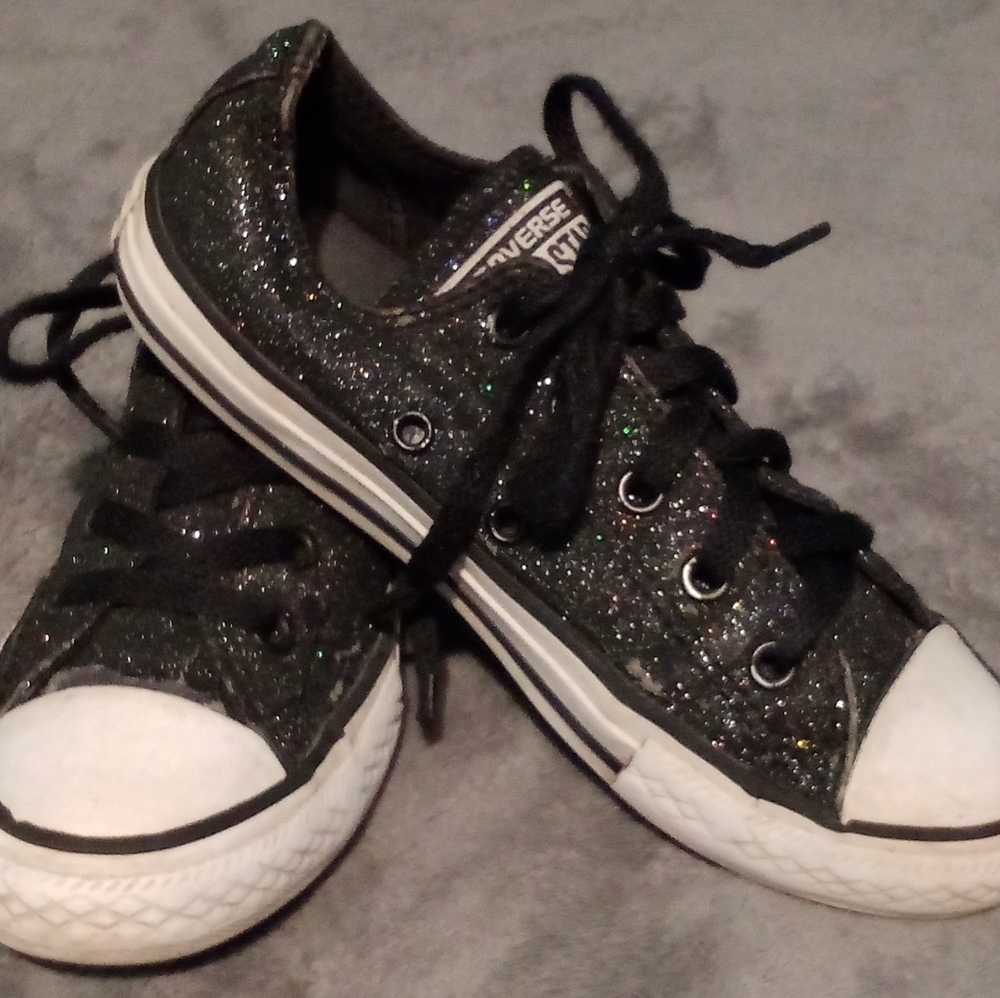 Black Glitter Converse Girl size 1 Low Top Sneakers